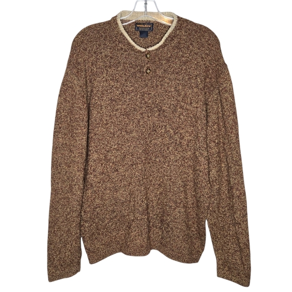 Woolrich Other - Woolrich Brown Long Sleeve Mustang Heather Wool Blend Henley Sweater Men's Large
